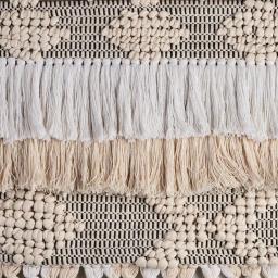 LR Home Bohemian Neutral Ivory Tasseled Wall Tapestry - Hand Woven Cotton Wall Hanging thumbnail 3
