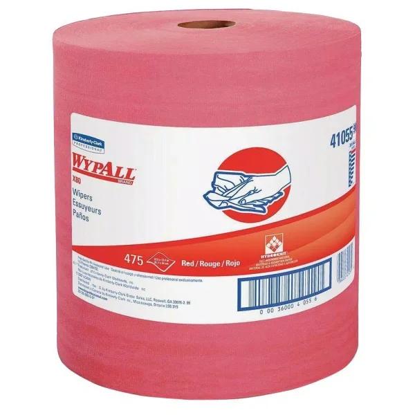 WypAll X80 Red Perforated Disposable Wipers, 475 per Roll