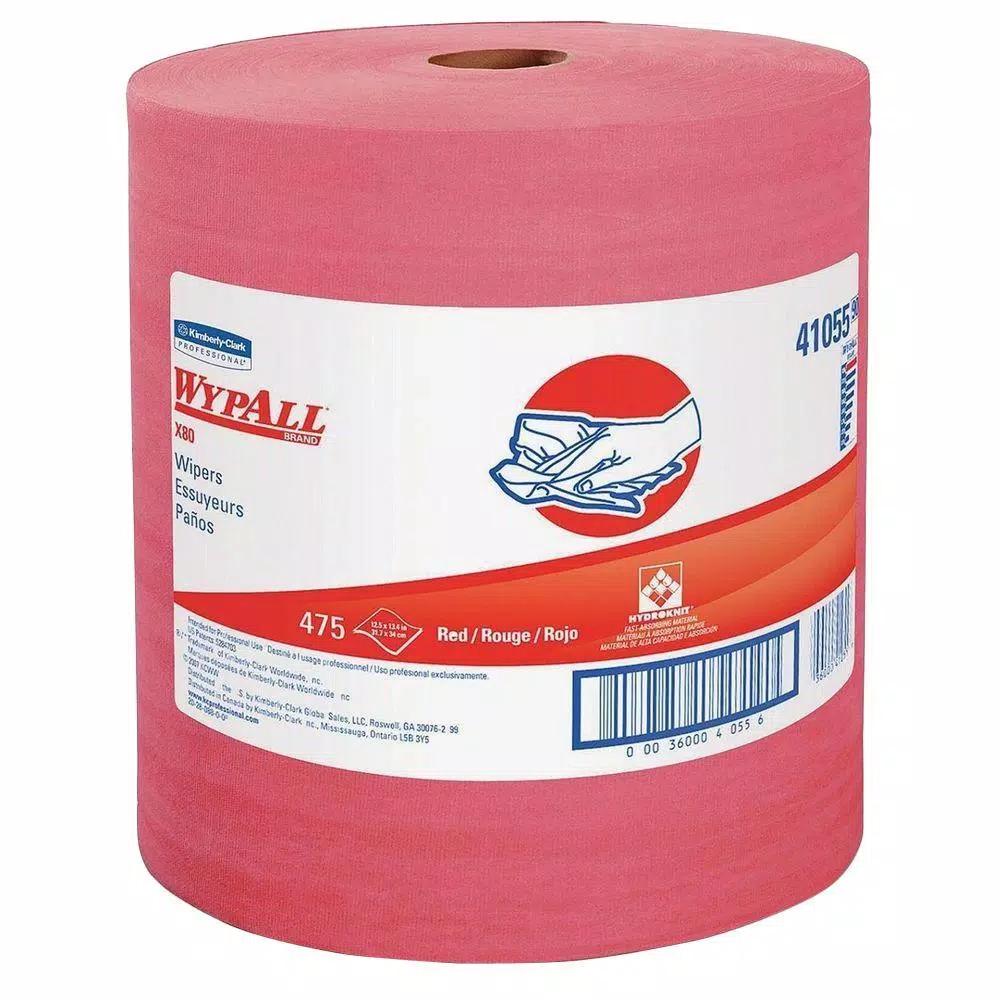 WypAll X80 Red Perforated Disposable Wipers, 475 per Roll