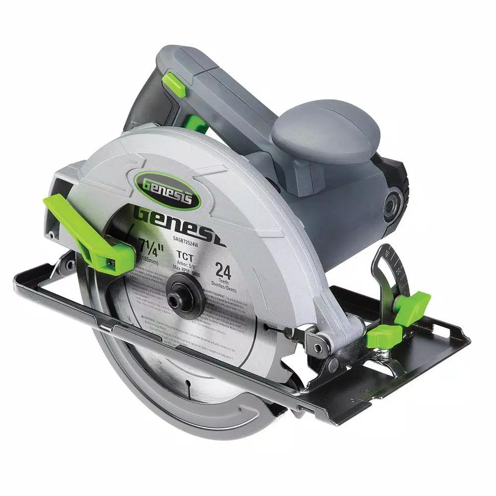 Genesis 7-1/4 in. 13 Amp Corded Circular Saw with Metal Lower Guard and Rip Guide