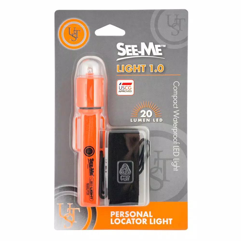 UST See-Me 1.0 Steady On Personal Locator Light, Waterproof LED Emergency Flashlight, Orange