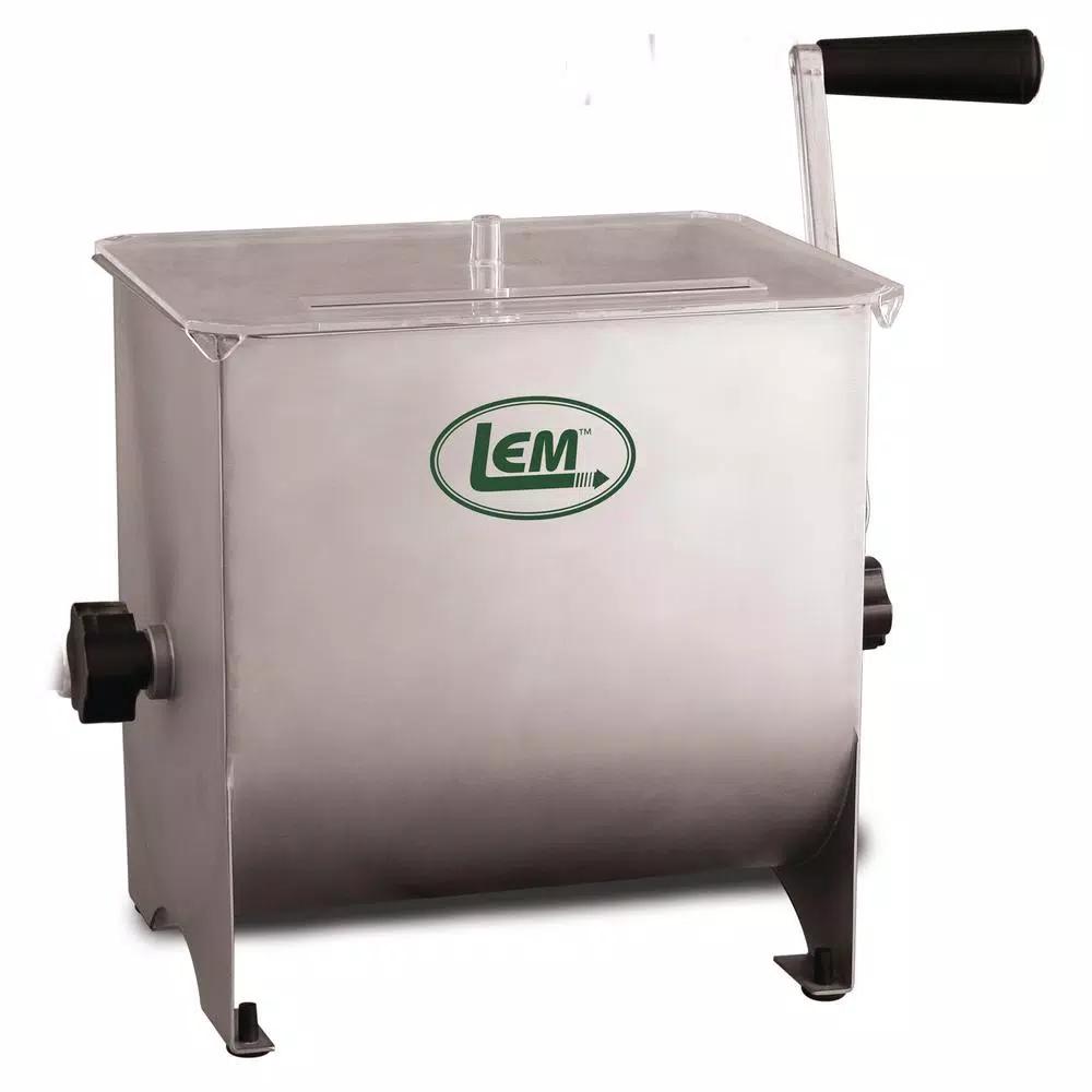 LEM 10 Qt. Manual Stainless Steel Meat Stand Mixer with 4 Paddles