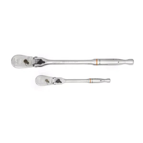 GEARWRENCH 90-Tooth Locking Flex Head Teardrop Ratchet Set, 1/4 in. and 3/8 in. Drive, 2-Piece