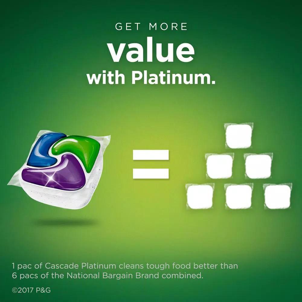 Cascade Platinum ActionPacs Lemon Dishwasher Detergent, 36-Count (6-Pack)