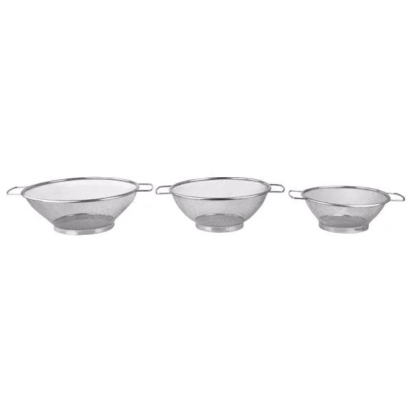 Home Basics 3-Piece Stainless Steel Mesh Colander Set, Gray