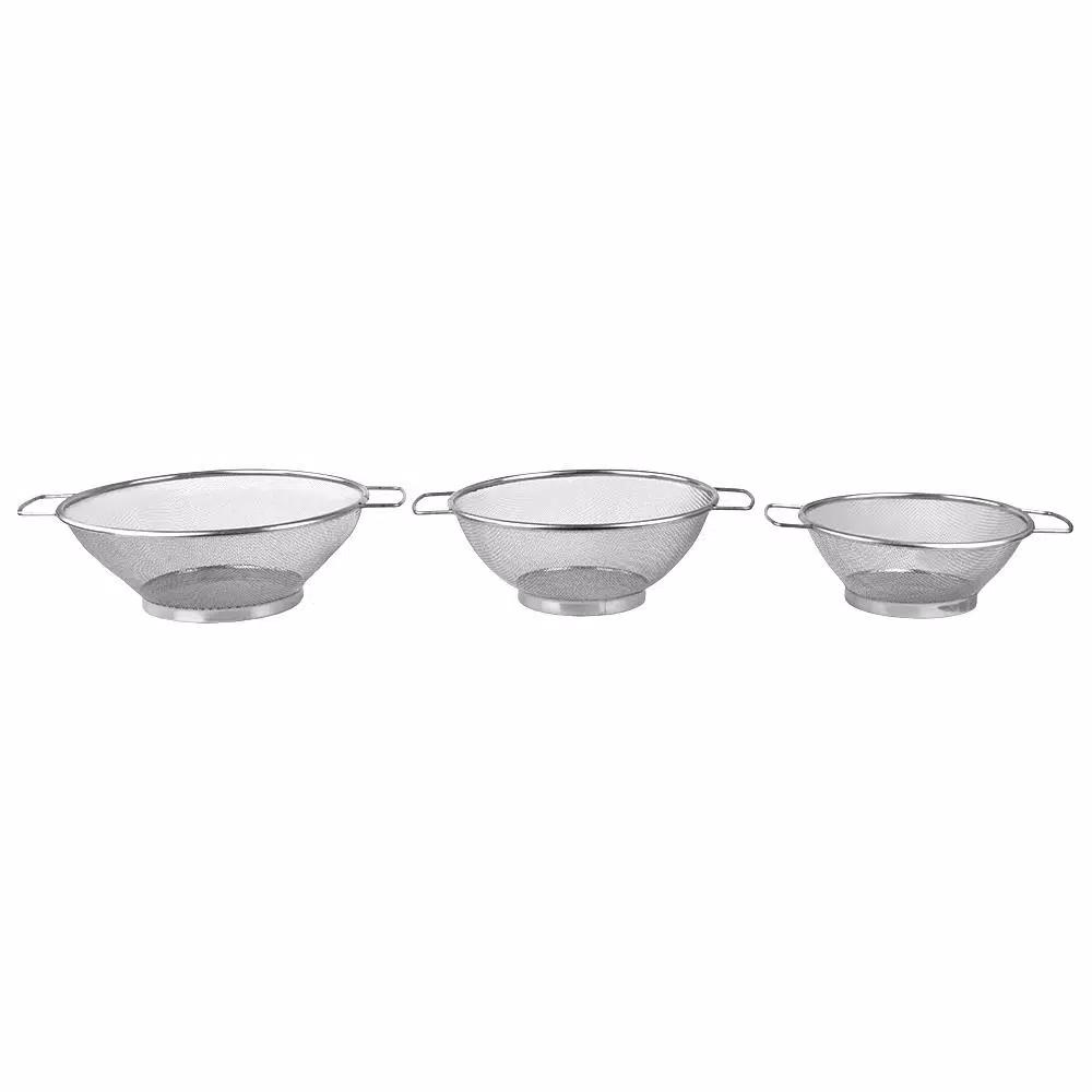 Home Basics 3-Piece Stainless Steel Mesh Colander Set, Gray