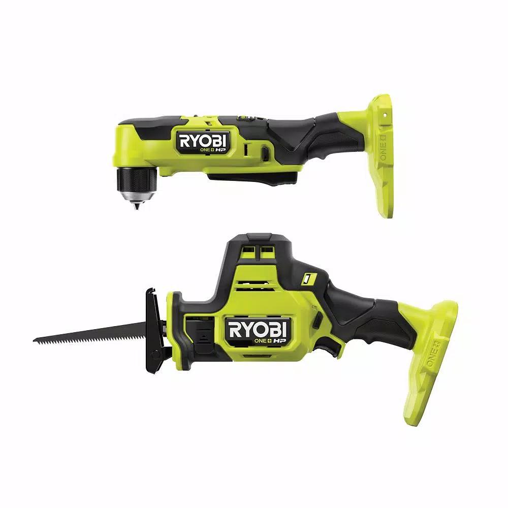 RYOBI ONE+ HP 18V Brushless Compact Right Angle Drill and One-Handed Reciprocating Saw Combo Kit
