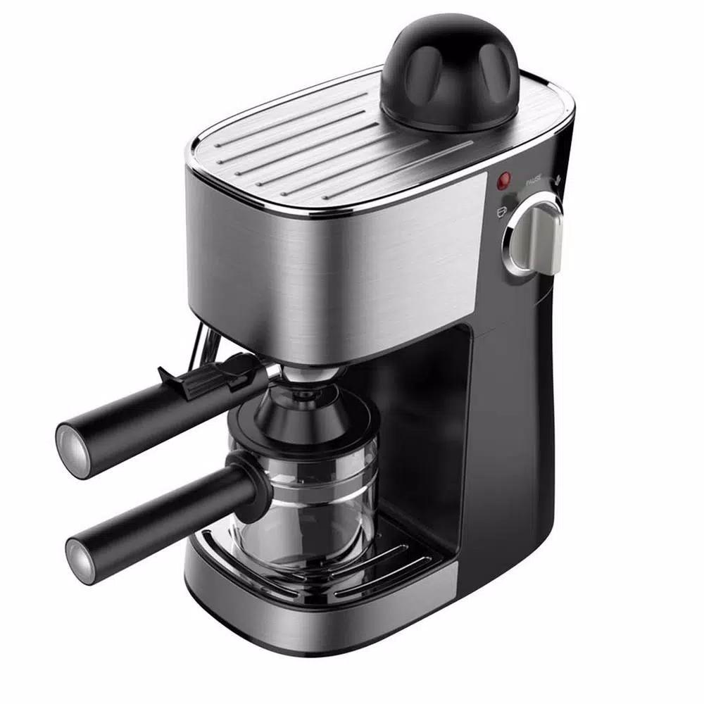LavoHome 4-Cup Espresso and Cappuccino Maker Machine with Glass Carafe, 800W, Black