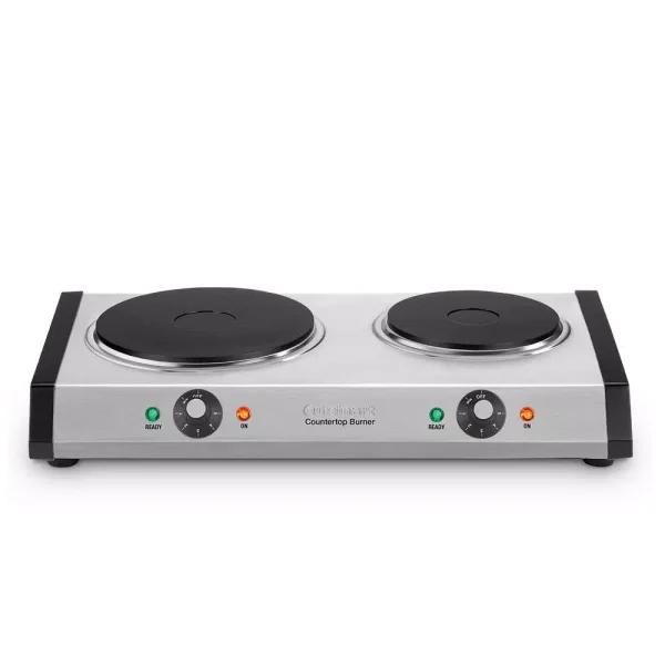 Cuisinart 2-Burner 8 in. Cast Iron Stainless Steel Hot Plate with Temperature Control, 1800W