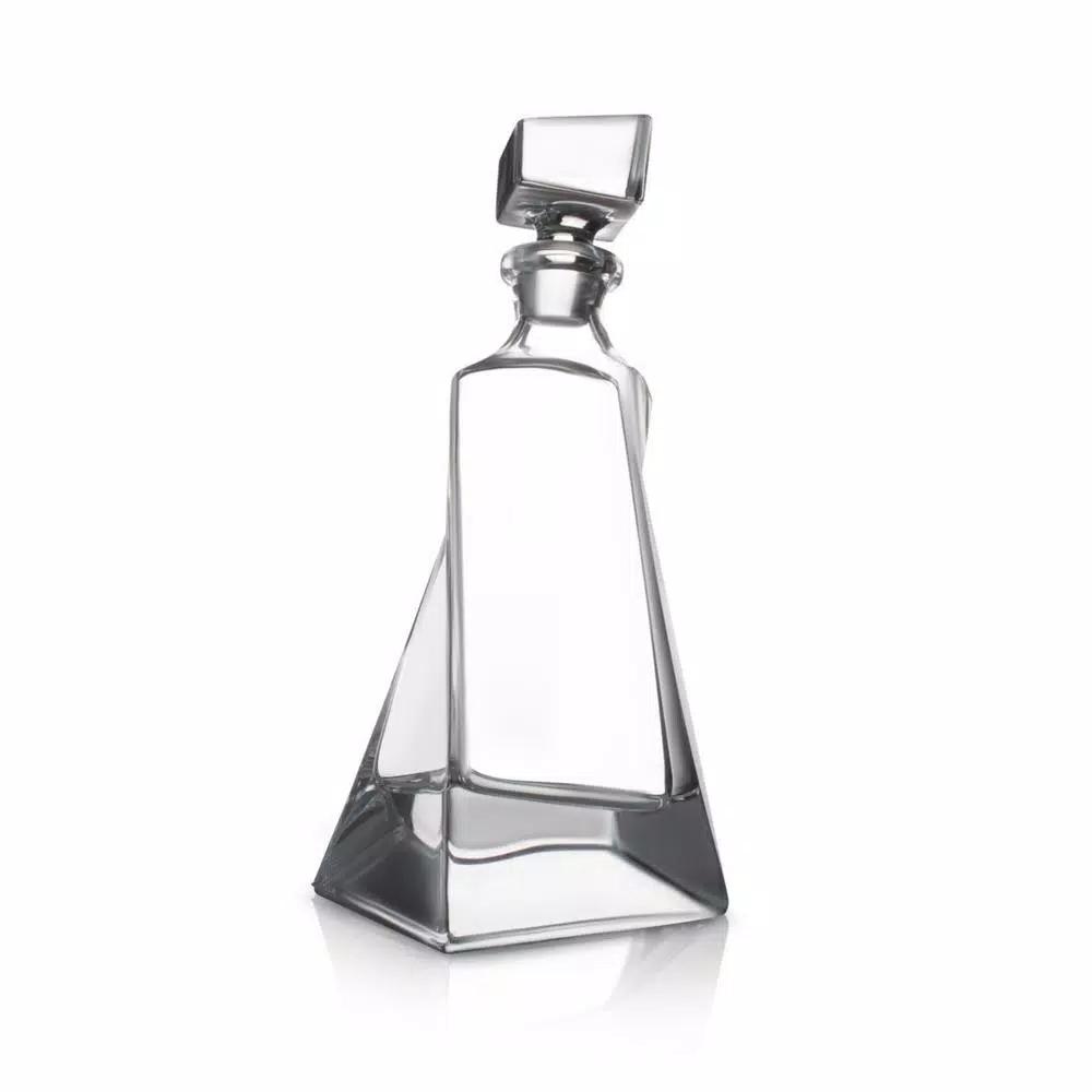 JoyJolt Atlas 22 oz. Crystal Whiskey Decanter with Stopper, Square Design