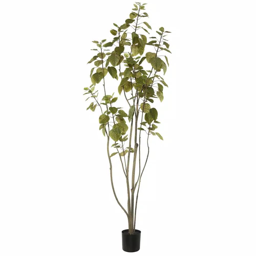 Vickerman 5 ft. Artificial Cotinus Coggygria Tree in Black Planter Pot