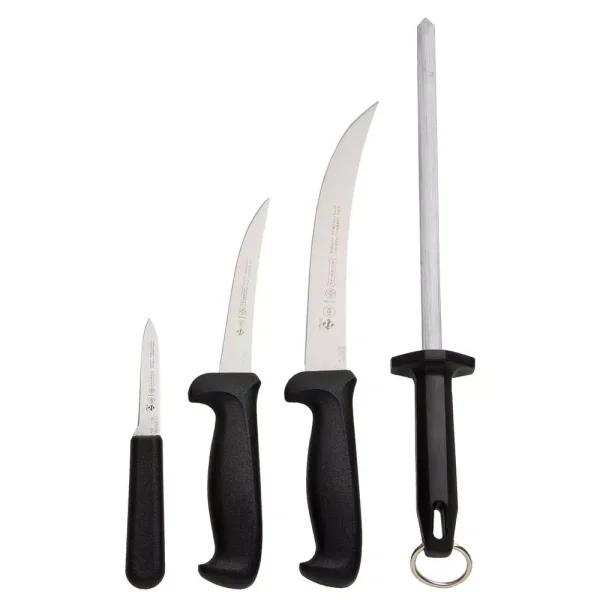 LEM Mundial 4-Piece Hunter's Knife Set with High-Carbon Stainless Steel Blades and Sharpening Steel