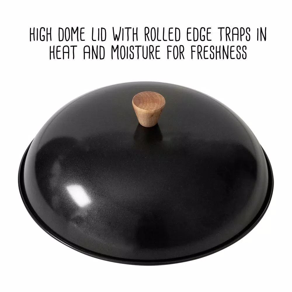 Honey-Can-Do Joyce Chen 4-Piece Carbon Steel Non-Stick Wok Set with High Dome Lid, Bamboo Spatula, and Recipe Booklet