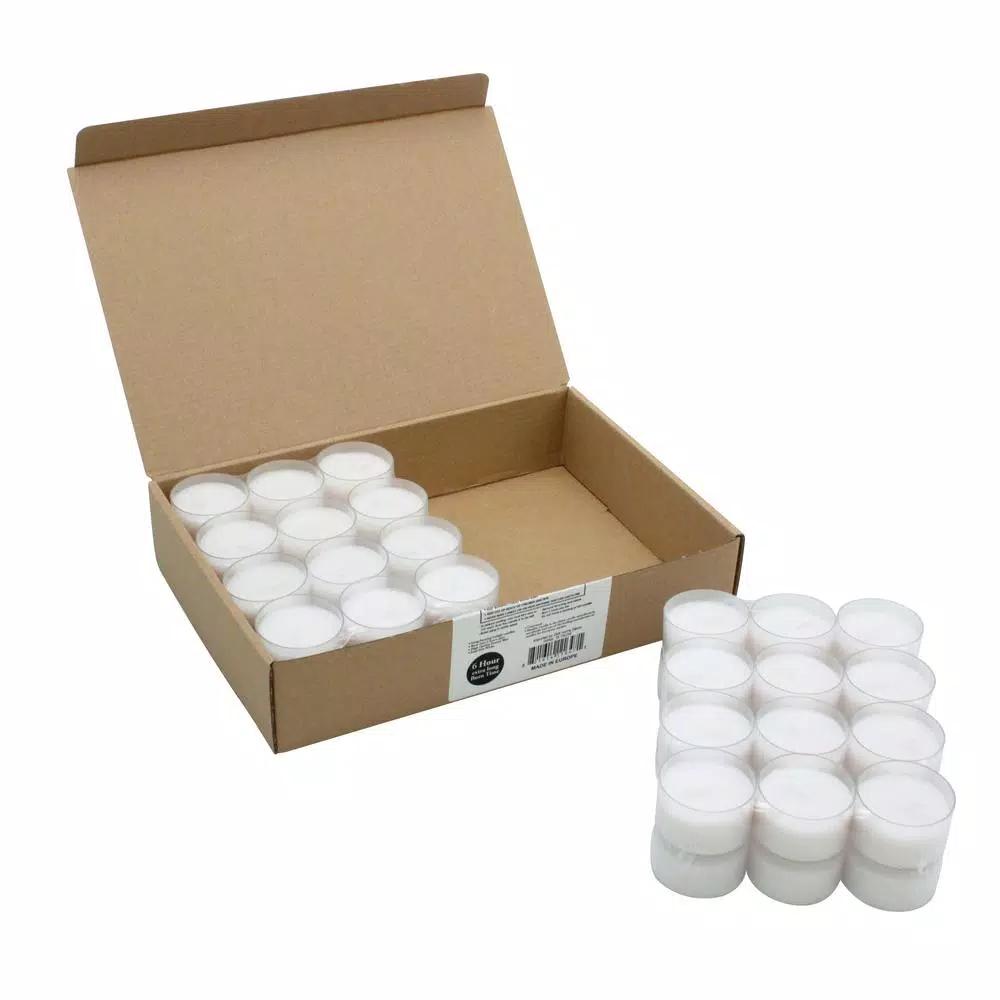 Stonebriar Collection Stonebriar Unscented White Paraffin Tealight Candles, Clear Cup, 48-Pack