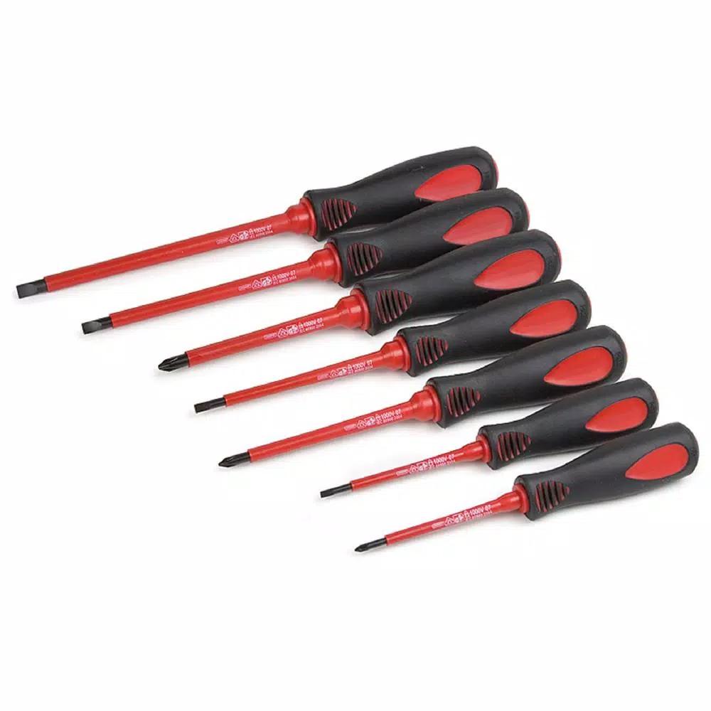 TITAN Insulated Electrical Screwdriver Set, 7-Piece Magnetic Tip, 1000V AC/1500V DC Rated