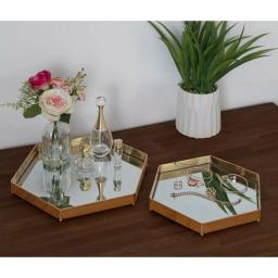 Kate and Laurel Joelyn Gold Metal Decorative Trays, Mid-Century Modern Glam Nesting Set thumbnail 5