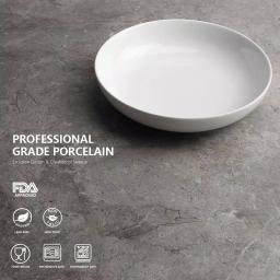 Sweese Porcelain Pasta Bowls, 22 oz Shallow Salad Bowls, Set of 6, White thumbnail 2
