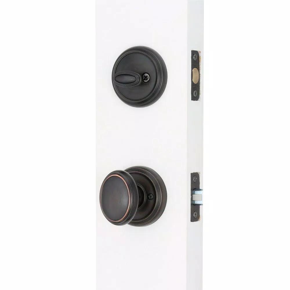 Baldwin Prestige Bighorn Single Cylinder Venetian Bronze Handleset with Carnaby Knob and SmartKey Security