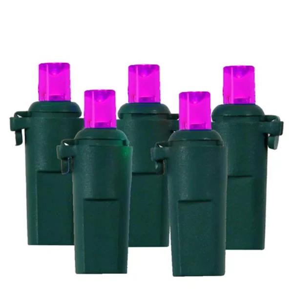 Sienna 60 LED Wide Angle Christmas Lights, Pinkish-Purple with Green Wire (Set of 60)