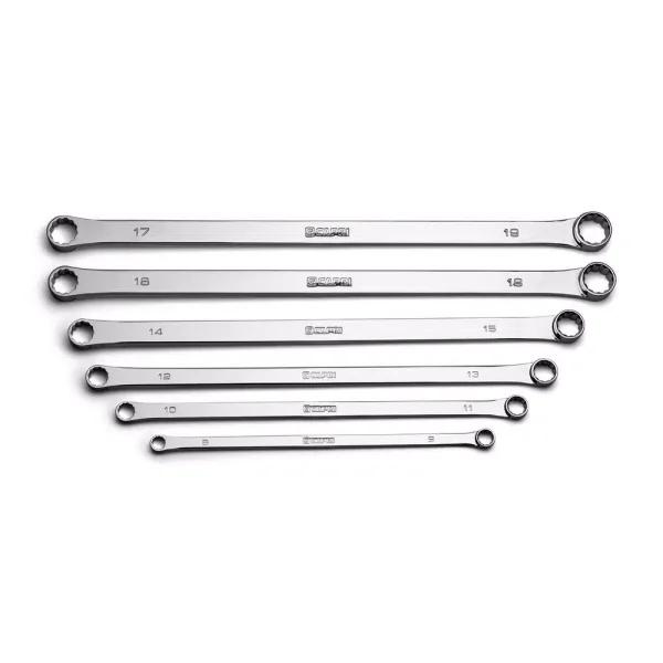 Capri Tools Metric 8-19 mm 0-Degree Offset Extra-Long Box End Wrench Set, 6-Piece