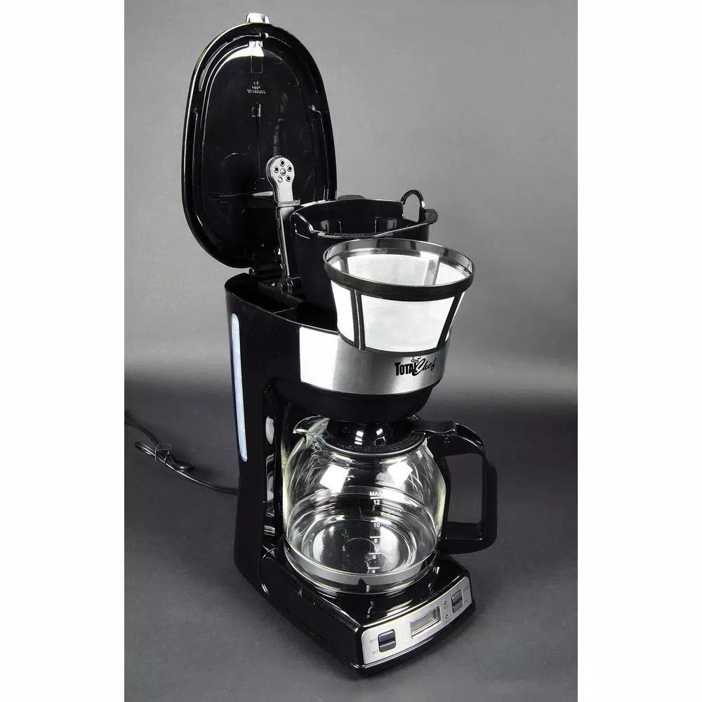Total Chef 12-Cup Programmable Drip Coffee Maker with Glass Carafe, LCD Display, and Auto Shut-Off - Black/Silver