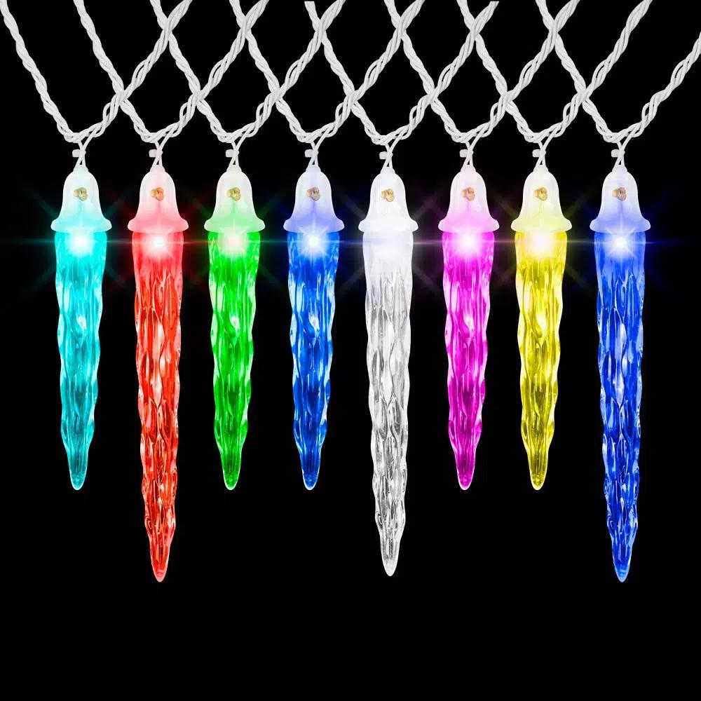 LightShow 12.5 ft. 12-Light Color Changing LED Icicle Christmas String Light Set, Multi-Color