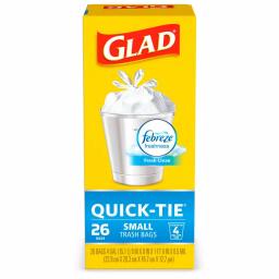 Glad OdorShield Quick-Tie Small Trash Bags, 4 Gal, Fresh Clean Scent, 26 Count thumbnail 4