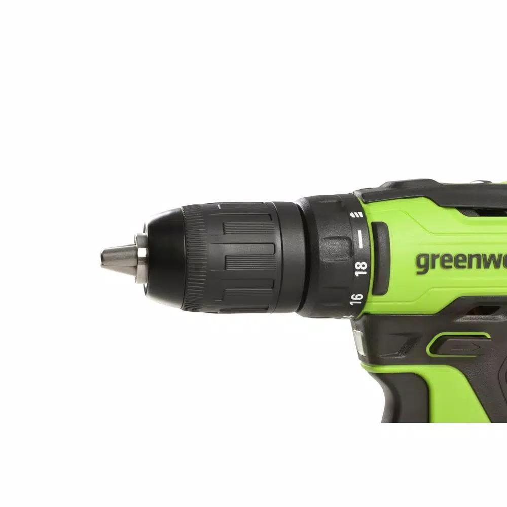 Greenworks 24V Cordless Brushless 1/2 in. Drill Driver Kit with 2 Batteries, Charger, and Tool Bag