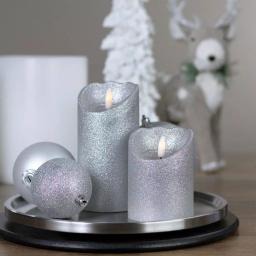 Northlight 4 in. Silver Glitter Flameless Battery Operated Christmas Decor Candle thumbnail 2