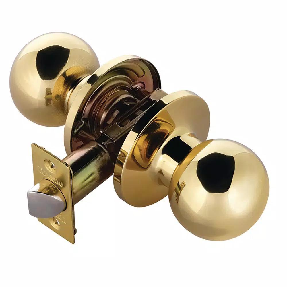 Toledo Fine Locks Avila Polished Brass Passage Door Knob Set - Classic Full Ball Style