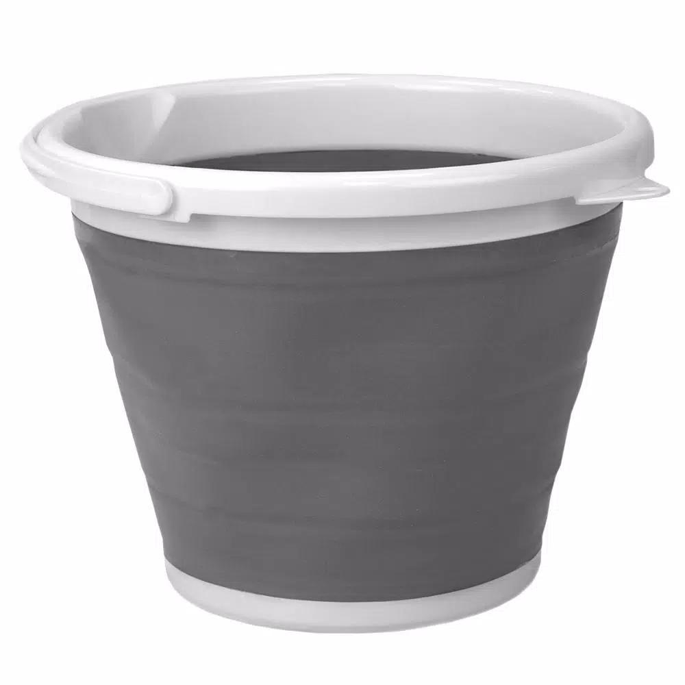 Unbranded 2.6 Gal. Grey Collapsible Plastic & Silicone Bucket, 10L Capacity