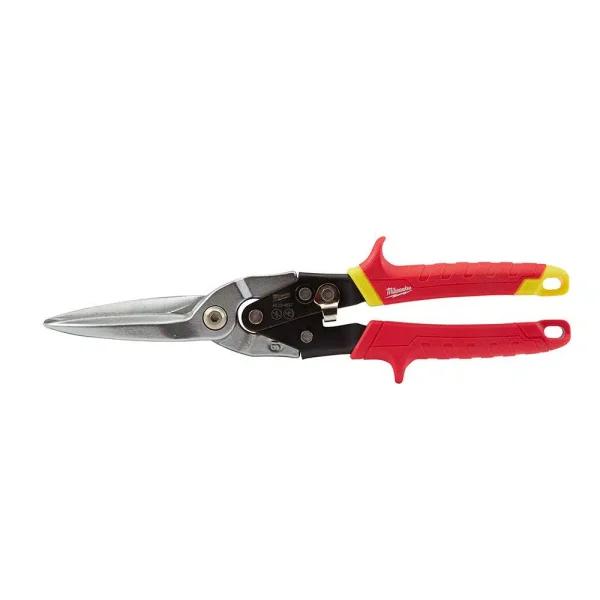 Milwaukee 11.5 in. Straight-Cut Aviation Snips with Forged Serrated Blades