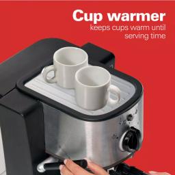 Hamilton Beach 2-Cup Espresso and Cappuccino Maker with Milk Frother, 15 Bar Pump, Black/Stainless Steel thumbnail 5