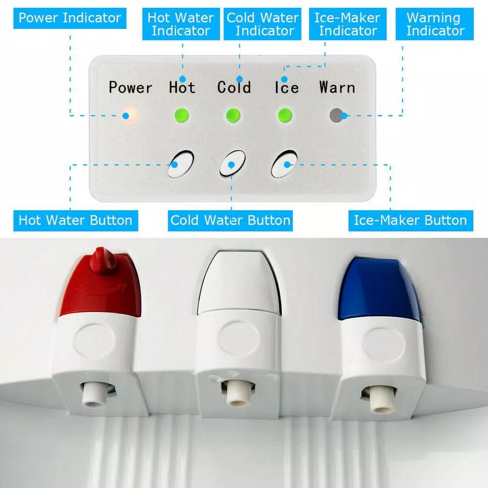 Costway Premium Top Loading Water Dispenser with Built-In Ice Maker, Hot & Cold Tri-Temp, White