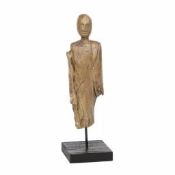 LITTON LANE Hand-Carved Natural Albizzia Wood Buddha Sculpture, 18 in. Tall thumbnail 3