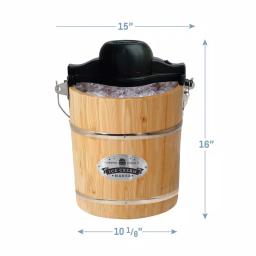 Maximatic Elite Gourmet 4Qt. Old Fashioned Pine Wood Electric & Manual Ice Cream Maker thumbnail 3
