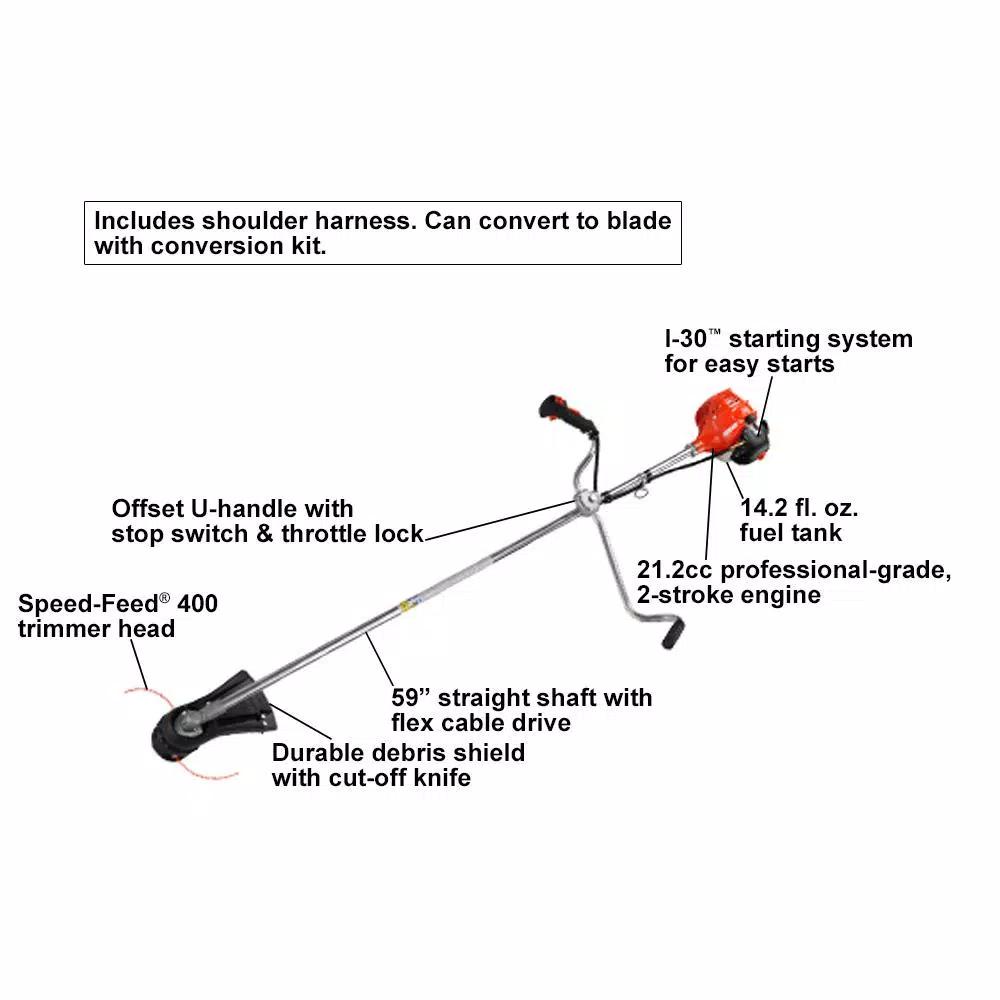 ECHO 21.2 cc Gas 2-Stroke Brush Cutter and Trimmer with Straight Shaft