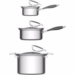 CookCraft by Candace 6-Piece Tri-Ply Stainless Steel Cookware Set with Patented Latch Lids thumbnail 7