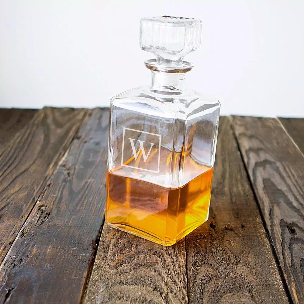 Cathy's Concepts Personalized Glass Whiskey Decanter with Beveled Stopper, 34 oz