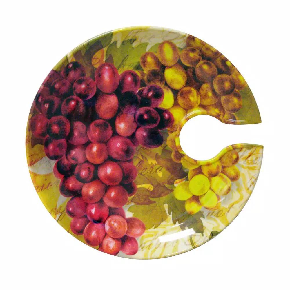 Epicureanist Cocktail Tray and Wine Glass Holder Set of 4 - Grape Vineyard Design