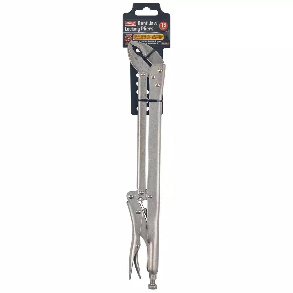 KING 15 in. Extended Reach 45-Degree Bent Jaw Locking Pliers