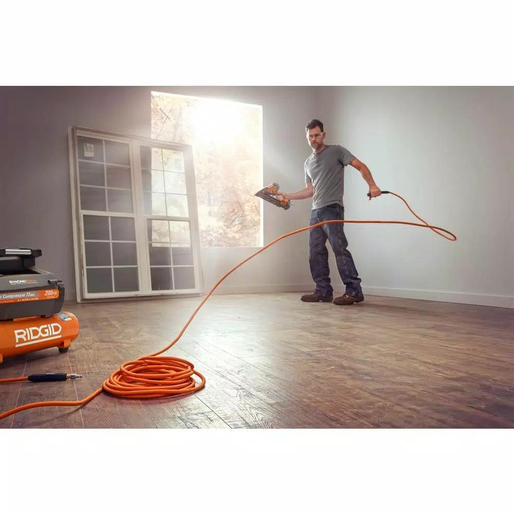 RIDGID 15-Degree 1-3/4 in. Coil Roofing Nailer with 50 ft. Lay Flat Air Hose Kit