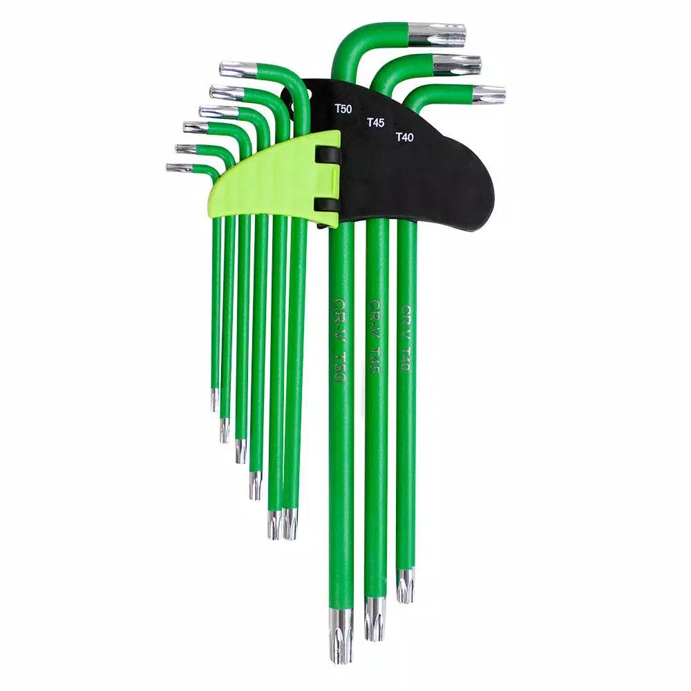 Freeman 9-Piece Extra Long Arm Torx Key Set, Chrome Vanadium Steel, T10-T50