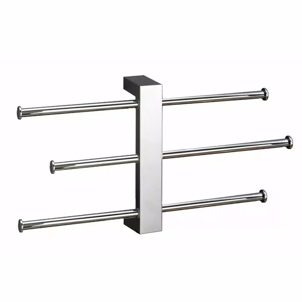 Nameeks Gedy Bridge Wall Mounted Polished Chrome Towel Rack with 3 Adjustable Sliding Bars