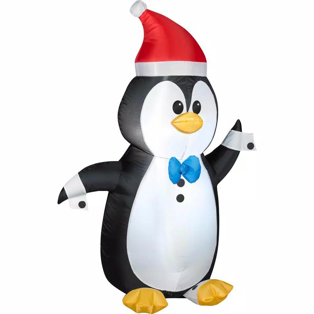 Gemmy 4 ft. Christmas Inflatable Tuxedo Penguin with Santa Hat, LED Lights