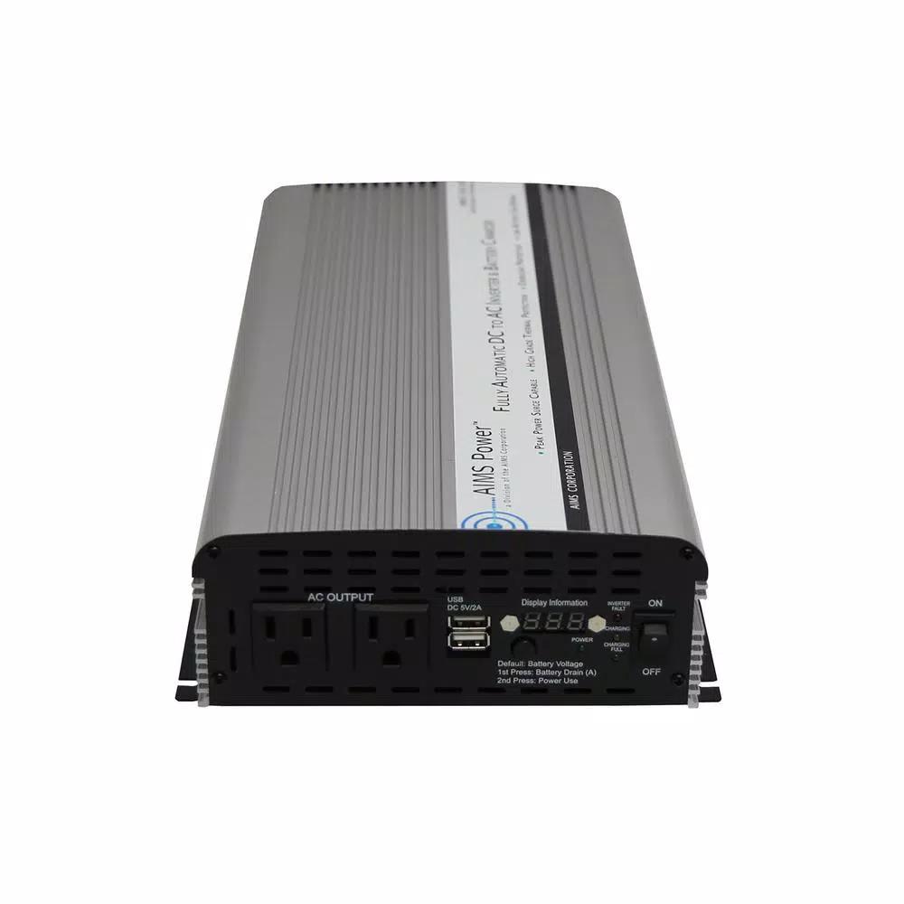 AIMS Power 1500W Modified Sine Inverter Charger with Transfer Switch, 12V DC to 120V AC