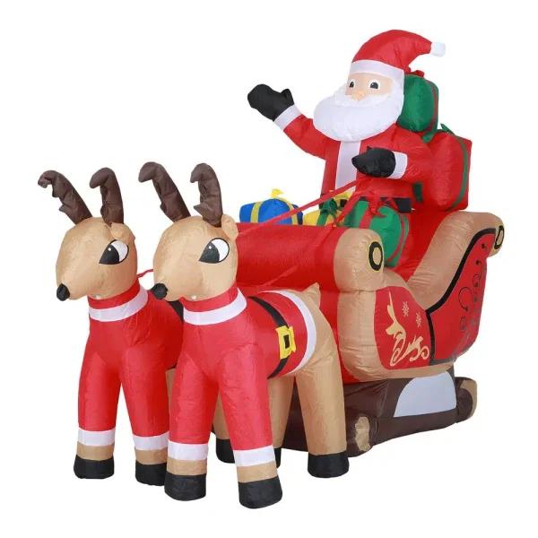 Luxen Home 7 ft. Santa and Sleigh Inflatable with LED Lights