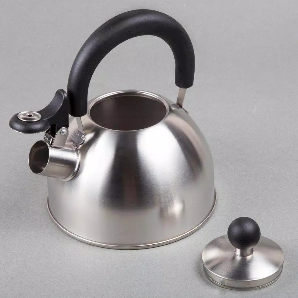 Creative Home Simplicity 6-Cup Brushed Stainless Steel Stovetop Tea Kettle with Whistle