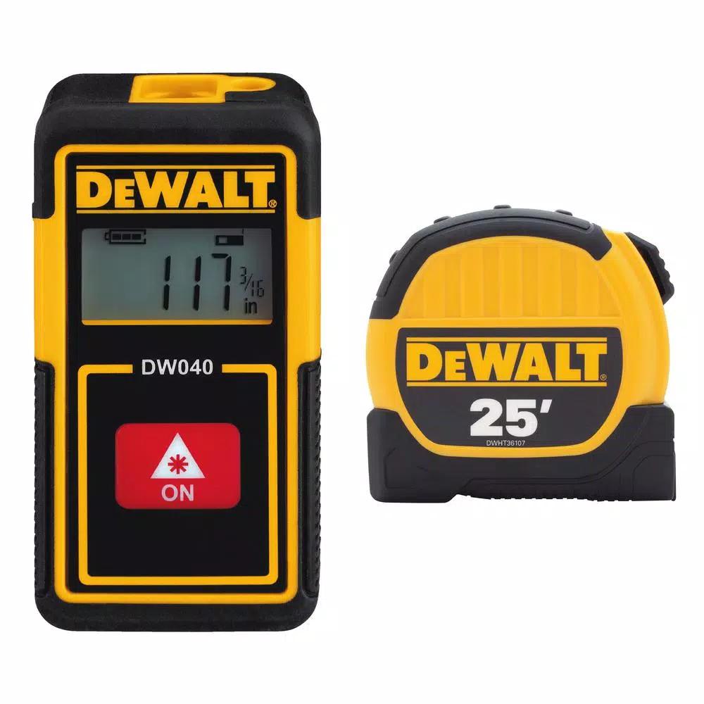 DEWALT 40 ft. Pocket Laser Distance Measurer and 25 ft. Tape Measure Combo