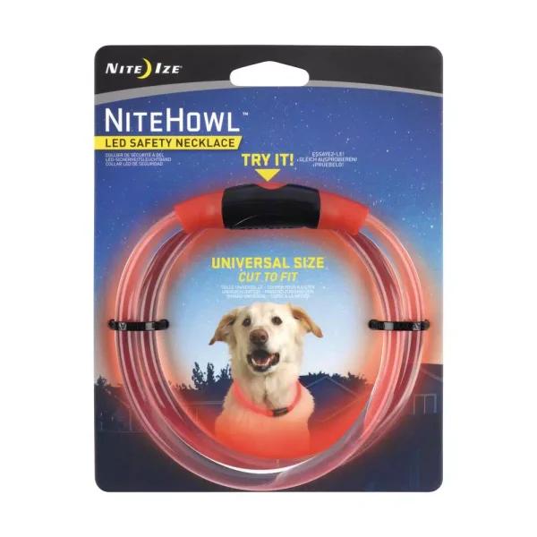 Nite Ize NiteHowl LED Safety Necklace for Dogs, Red, Adjustable 12-27 in.